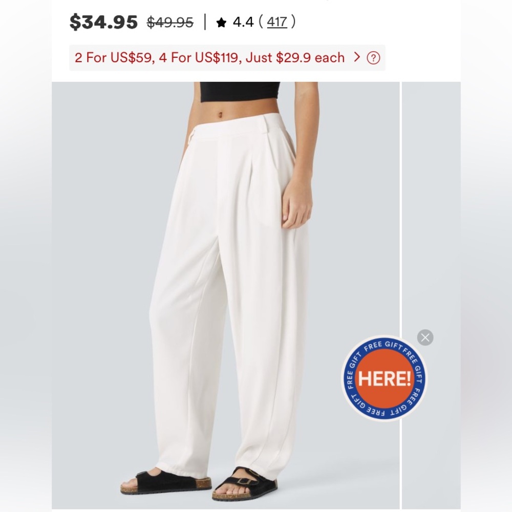 Halara mid rise side pocket barrel leg MED pants NWT
